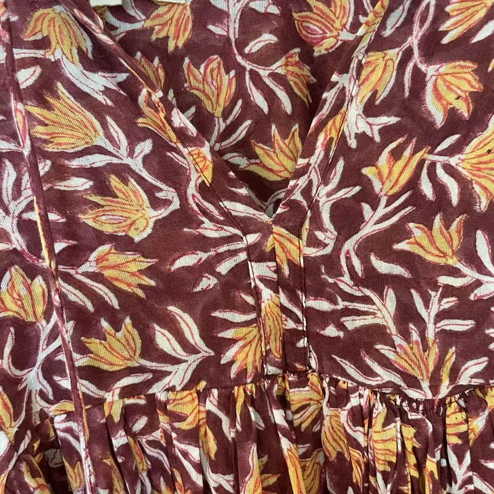 Daughters of India Maroon and Yellow Floral Dress - Picture 7 of 7